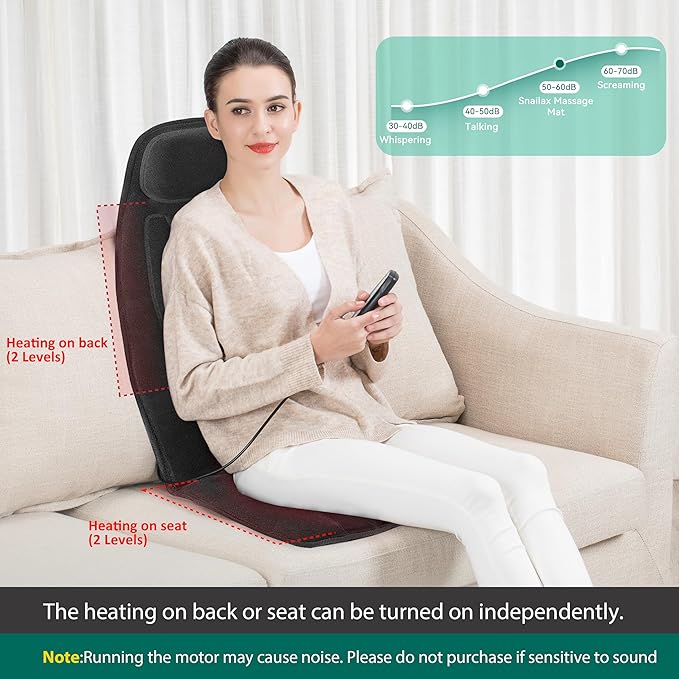 Snailax Vibration Back Massager with Heat Massage Chair Pad with Neck Lumbar Memory Foam 10 Vibration Motors5 Modes Gifts No shiatsu