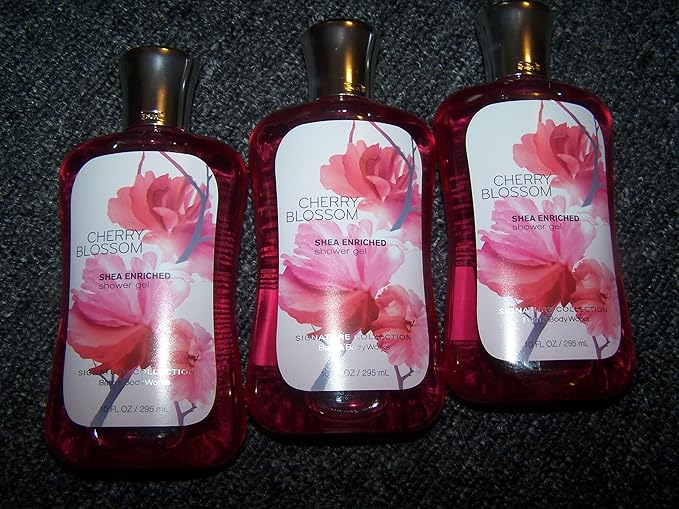Lot of 3 Bath &amp Body Works Cherry Blossom Shea Enriched Shower Gel 10 Fl Oz Each (Cherry Blossom)