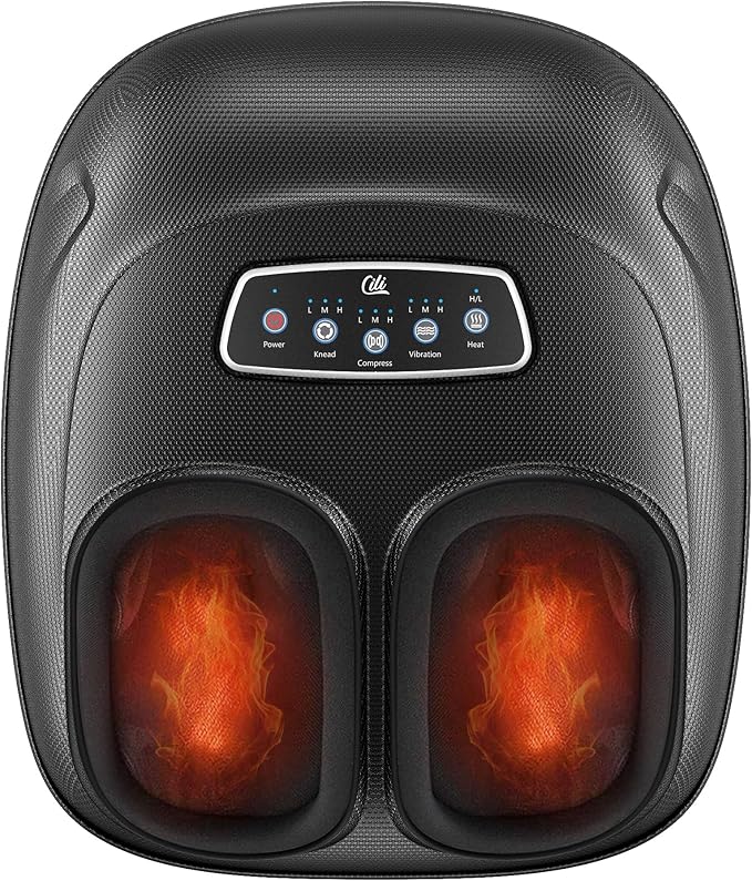 CILI Foot Massager with Heat Shiatsu Foot Massager for Pain Relief &amp Plantar Fasciitis Electric Heated Feet Massager with Kneading Compression &amp Vibration Washable Sleeve FSA Eligible HSA