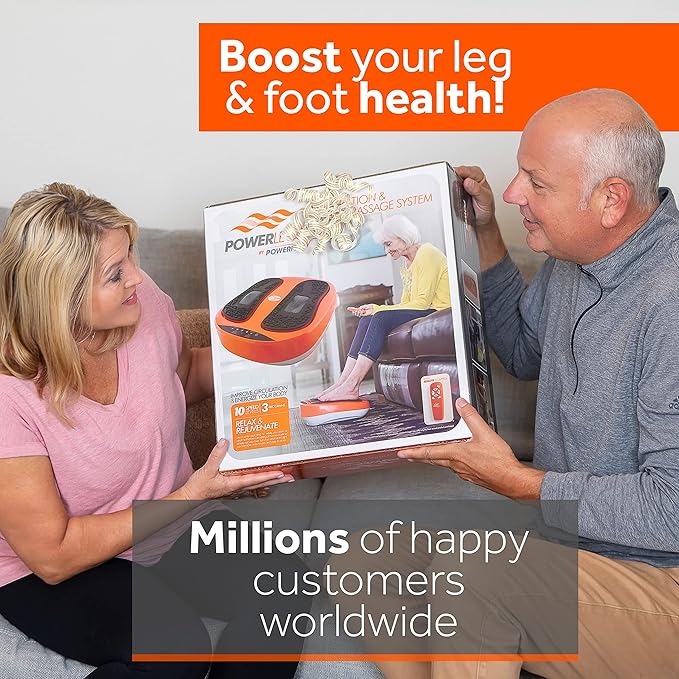 Power Legs Electric Foot Massager Machine with Remote Control Adjustable Speed Vibration - Calf Massager - Feet Massager for Neuropathy Pain Relief Plantar Fasciitis Leg Blood Circulation (Orange)