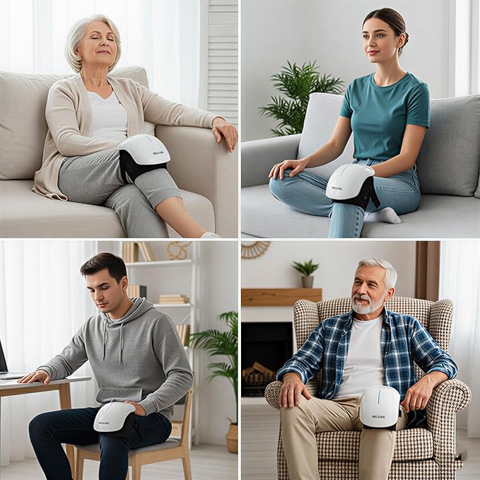 Cordless 360° Knee Massager with 1-Second Heat &amp Red Light Therapy for Joint Pain Relief 4 Intensities Ideal for Athletes Seniors Active Adults