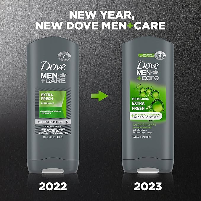 Dove Men + Care Extra Fresh Deodorant 4 Count and Body Wash 13.5 oz Bundle