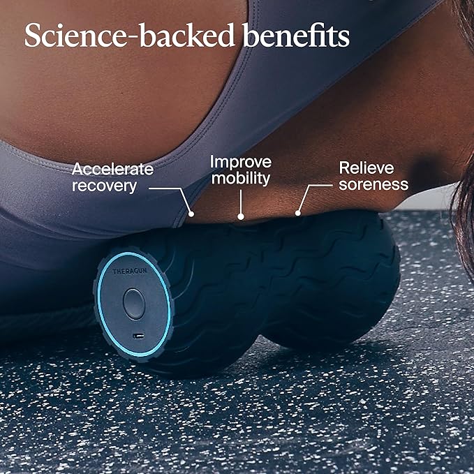 TheraGun Therabody WaveDuo - Ergonomically Contoured Foam Roller - Bluetooth Enabled Muscle Roller for Your Back Neck &amp Spine with 5 Customizable Vibration Frequencies in Therabody App