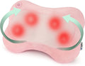 Zyllion Shiatsu Back and Neck Massager with Heat - 3D Electric Kneading Deep Tissue Massage Pillow for Muscle Pain Relief Pink ZMA-13