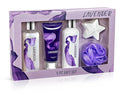 Fragrance Bath &amp Body Collection Gift Box Includes Shower Gel Body Lotion Body Scrub Bath Bomb &amp Sponge (Lavender) – Mother's Day Gift for Mom