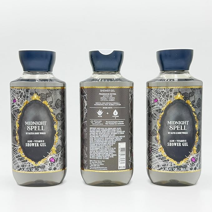 Midnight Spell 3-Piece Bath Bundle | Set of Three Body Shower Gels with Aloe &amp Vitamin E 10oz Each
