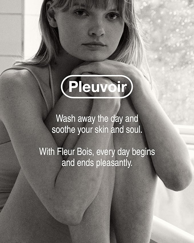 Pleuvoir Hinoki Leather Perfume Body Wash - French MANE × Japanese Cypress (Cedar &amp Musk) Unisex Woody Shower Gel Rich Moisturizing Foam with 8 Types Hyaluronic Acid Ceramides 8.45 fl.oz