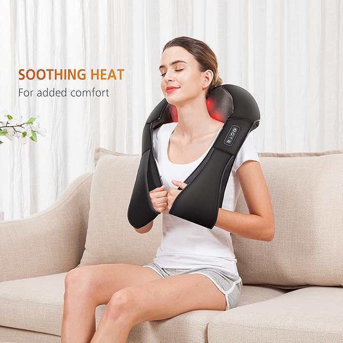 Snailax Vibration Back Massager with Heat &amp Shiatsu Neck and Shoulder Massager – Full-Body Massage Solution for Office Home