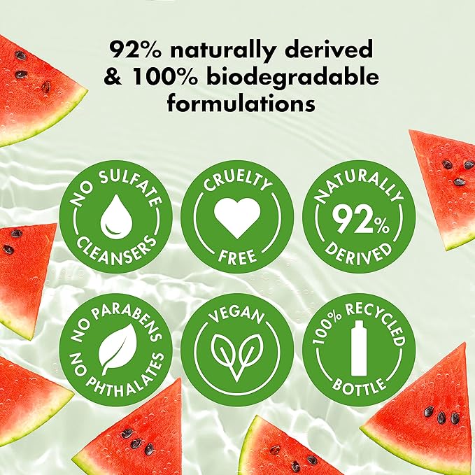 Love Beauty and Planet Plant-Based Body Wash Hydrate and Restore Skin Watermelon and Hyaluronic Acid Made with Plant-Based Cleansers and Skin Care Ingredients 100% Biodegradable 20 fl oz