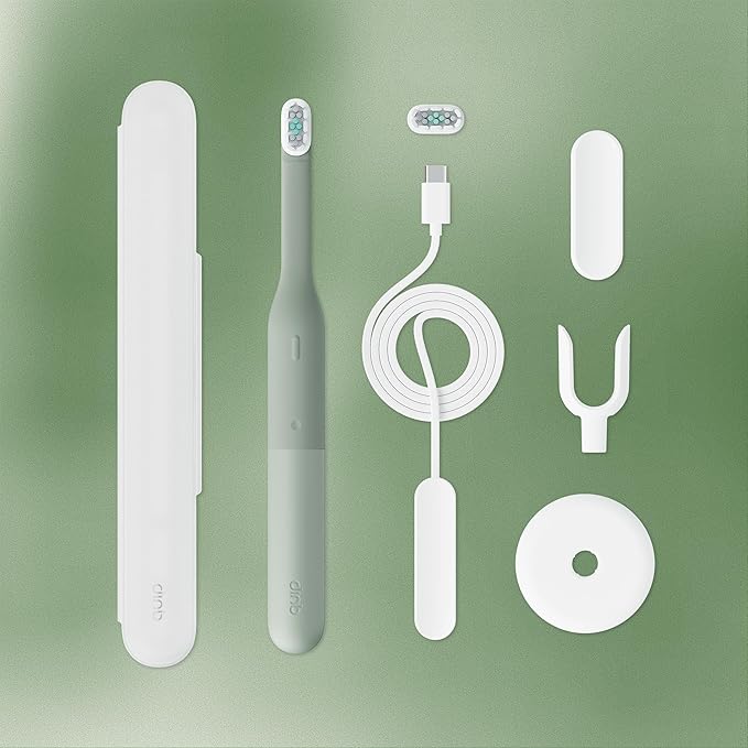 Quip Ultra Lite Sonic Electric Toothbrush Slim Lightweight Design 3 Brushing Modes 15X More Plaque Removal Pressure Sensor &amp 30-Day Battery Meadow