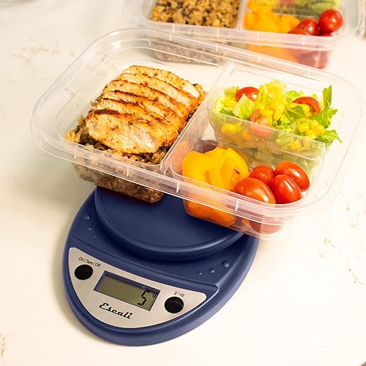 Escali Primo Digital Food Scale Multi-Functional Kitchen Scale and Baking Scale for Precise Weight Measuring and Portion Control 8.5 x 6 x 1.5 inches Royal Blue
