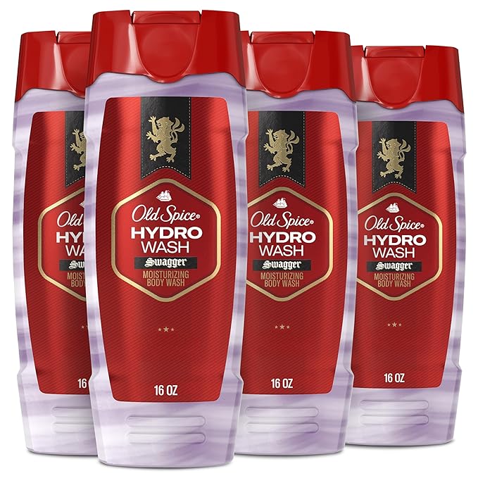 Old Spice Moisturizing Body Wash for Men Hydro Wash 2-in-1 Long Lasting Scent &amp Deep Hydration 24/7 Shower Fresh Smoother Swagger Scent 16 oz (Pack of 4)