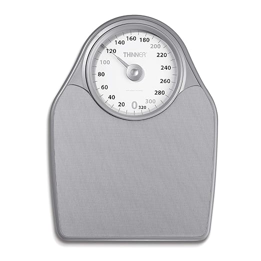 Thinner by Conair Bathroom Scale for Body Weight Extra-Large Analog Scale Measures Weight Up to 330 Lbs. in Silver