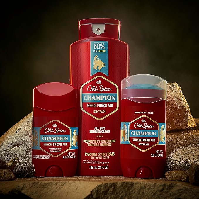 Old Spice Refreshing Body Wash for Men 3X Defense 24/7 Shower Fresh with Long Lasting Scent Red Collection Champion with Fresh Scent 24 oz (Pack of 4)