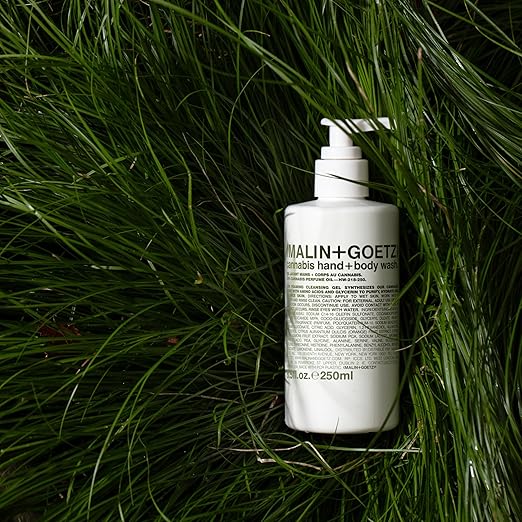 MALIN+GOETZ Hand + Body Wash | Gentle Foaming Cleanser with Botanical Extracts and Amino Acids | Hydrating pH-Balanced Unisex Scent | Vegan &amp Cruelty-Free (Eucalyptus Bergamot Rum Cannabis)