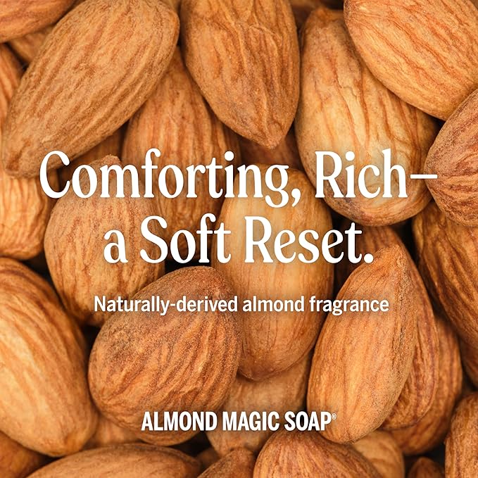 Dr. Bronner's Pure-Castile Magic Soap Liquid (Almond 1 Gallon) - Made with Regenerative Organic Certified Oils 18-in-1 Uses: Face Body Hair Laundry Pets and Dishes Concentrated Vegan Non-GMO