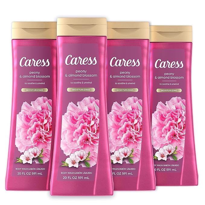 Caress Body Wash With Silk Extract For Noticeably Silky Soft Skin Daily Silk Body Soap With White Peach &amp Orange Blossom 20 fl oz 4 pack &amp Moisturizing Peony &amp Almond Blossom Body Wash Fo