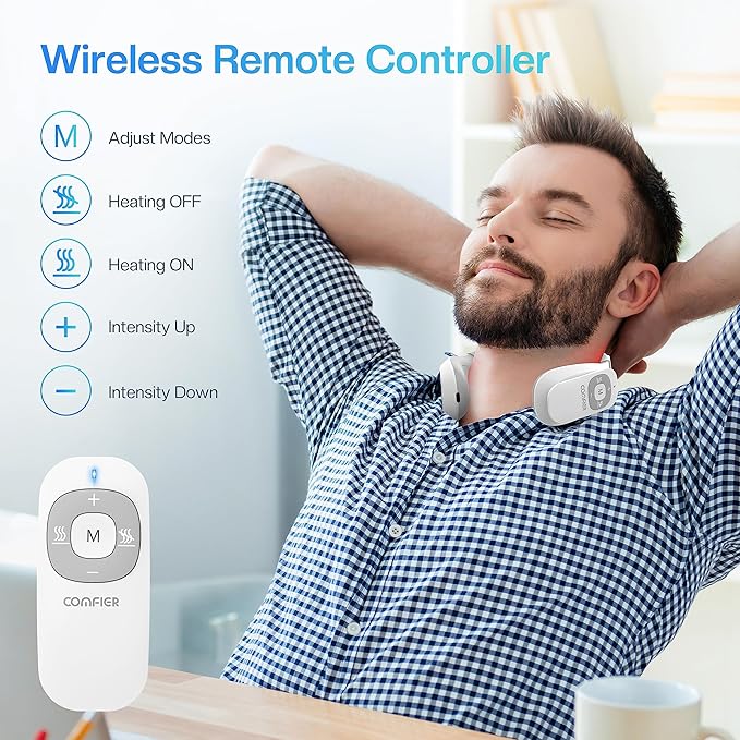 COMFIER Cordless Neck Massager for Pain Relief Deep Tissue Vibration Travel MassagerPortable Neck Massager for Office