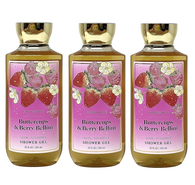 Bath &amp Body Works Buttercups &amp Berry Bellini 3 Pack Shower Gel Bundle