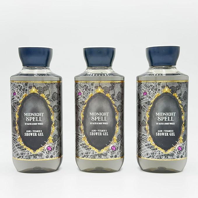 Midnight Spell 3-Piece Bath Bundle | Set of Three Body Shower Gels with Aloe &amp Vitamin E 10oz Each
