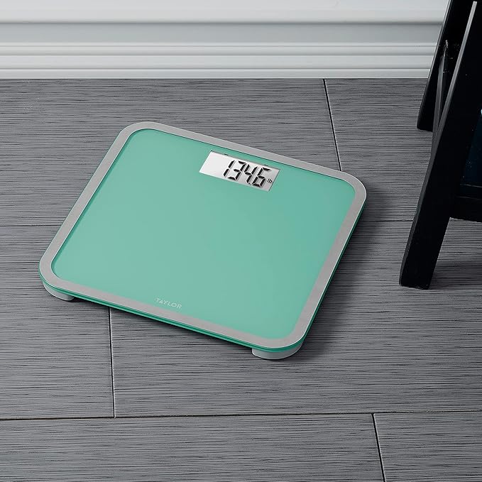 Taylor Digital Glass Bathroom Scale for Body Weight Large Durable Platform Extra High 500 lb Capacity Large 3.5x1.7 White Backlit Display Sea Foam Green (Pack of 2)