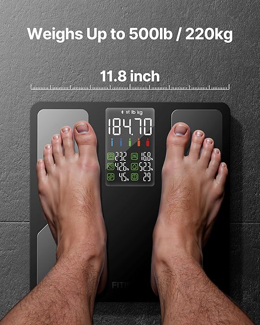 FITINDEX Smart Scale with BMI Body Fat Muscle Mass Scale for Body Weight and Fat Percentage High Accurate Bluetooth Scale with Large Display 13 Body Composition Analyzer Sync APP 500lbs 11.8