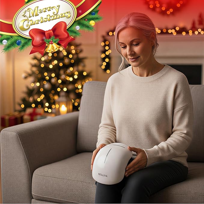 Cordless 360° Knee Massager with 1-Second Heat &amp Red Light Therapy for Joint Pain Relief 4 Intensities Ideal for Athletes Seniors Active Adults