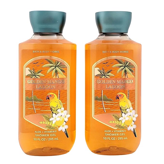 Bath &amp Body Works Shower Gel Gift Set 10oz Each Pack of 2 (Golden Mango Lagoon)