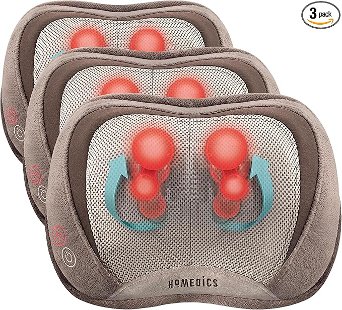 Homedics 3D Full Body Shiatsu &amp Vibration Massage and Heat Pillow for NeckUpper Back and Lumbar(Pack of 3)