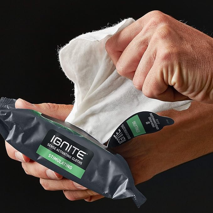 Ignite Mens Body Wet Wipes Extra Thick 8 x 8 Shower Wipes Stimulating Scent 10 Count (Pack of 5)