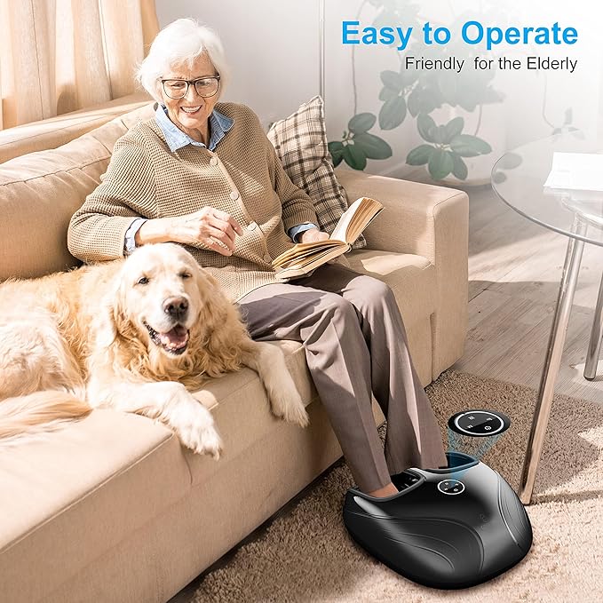 COMFIER Shiatsu Feet Massager MachineBirthday Gifts for Men&ampWomenFoot Massager with HeatKneading Rolling Compression for Plantar FasciitisNeuropathy Fits up to Men Size 12 for Home Office Use