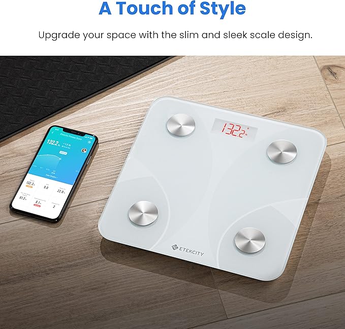 Etekcity Scale for Body Weight Smart Digital Bathroom Weighing Scales with Body Fat and Water Weight for People Bluetooth BMI Electronic Body Analyzer Machine 400lb