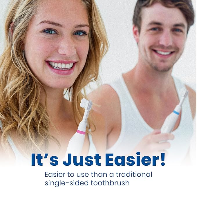 Triple Bristle Duo - 2 Electric Toothbrushes with Dual Charging Station Patented 3 Head Design 31000 VPM Rechargeable Toothbrush Set for Families &amp Couples 3-Sided Sonic Brush