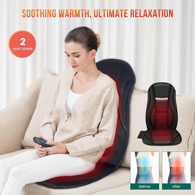 Snailax Vibration Back Massager with Heat &amp Shiatsu Neck and Shoulder Massager – Full-Body Massage Solution for Office Home
