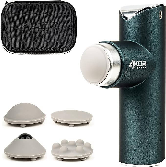 4KOR Fitness Mini Percussion Massage Gun Rechargeable Handheld Stimulation Deep Tissue Vibration Massager Ultra Quiet
