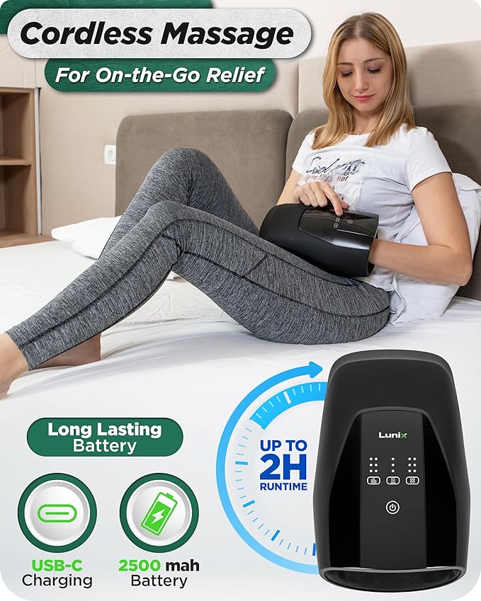 Lunix LX29 FSA Hand Massager Heat &amp Air Compression for Arthritis &amp Carpal Tunnel Relief Hand &amp Wrist Pain Relief Cordless Rechargeable Charcoal Black