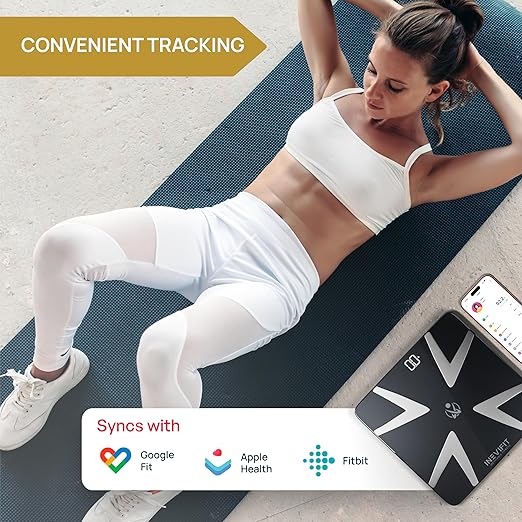 INEVIFIT SMART Body Fat Scale Highly Accurate Bluetooth Digital Bathroom Body Composition Analyzer Measures Weight Body Fat Water Muscle BMI Visceral Fat &amp Bone Mass for Unlimited Users