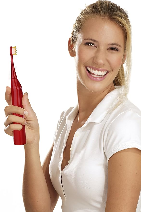 Pursonic S430 SmartSeries Electronic Power Rechargeable Sonic Toothbrush 12 Brush Heads Included Red