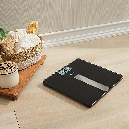 Taylor Light Powered Digital Bath Scale Large and Durable Platform Light Powered Panel with Endless Power No Batteries Needed Energy-Saving Easy to Use High 400 lb Capacity Black