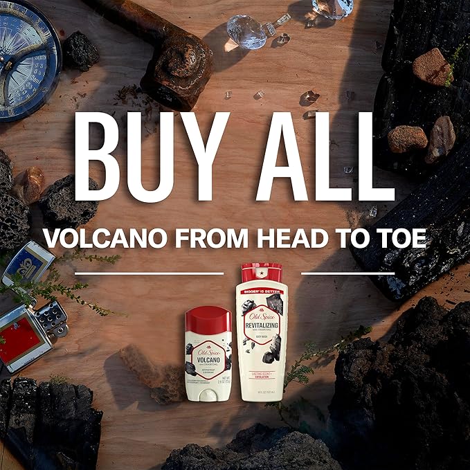 Old Spice Cleansing Body Wash for Men 24/7 Shower Fresh with Lasting Scent Exfoliate &amp Moisture Gentle on Skin Vitamin B3 Volcano with Dark Cedar + Amber Scent 18 oz (Pack of 4)