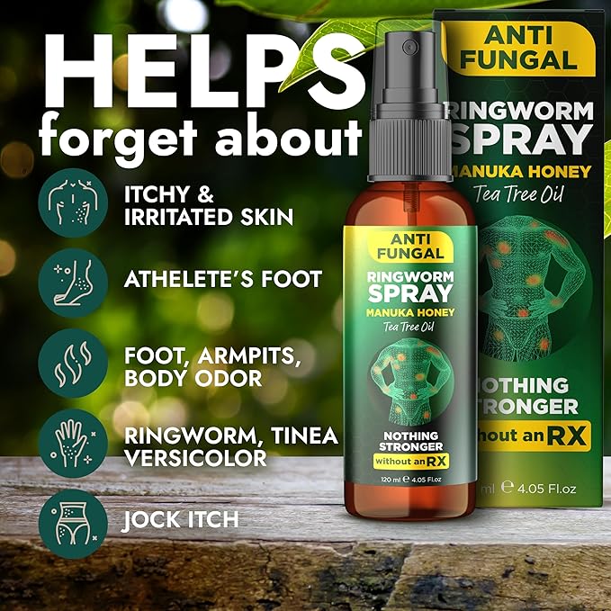 Tea Tree Oil Body Care Bundle – Antibacterial Body Wash (16 fl oz) + Antifungal Ringworm Spray with Manuka Honey (4.05 fl oz) – Soothes Itchy Skin Reduces Odor for Men &amp Women