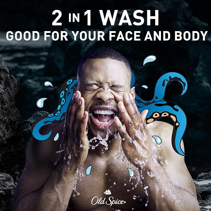 Old Spice Cleansing Body Wash for Men 3X Defense 24/7 Shower Fresh with Lasting Scent 2-in-1 Body &amp Face Wash Krakengard with Deep Ocean Scent 24 oz (Pack of 4)