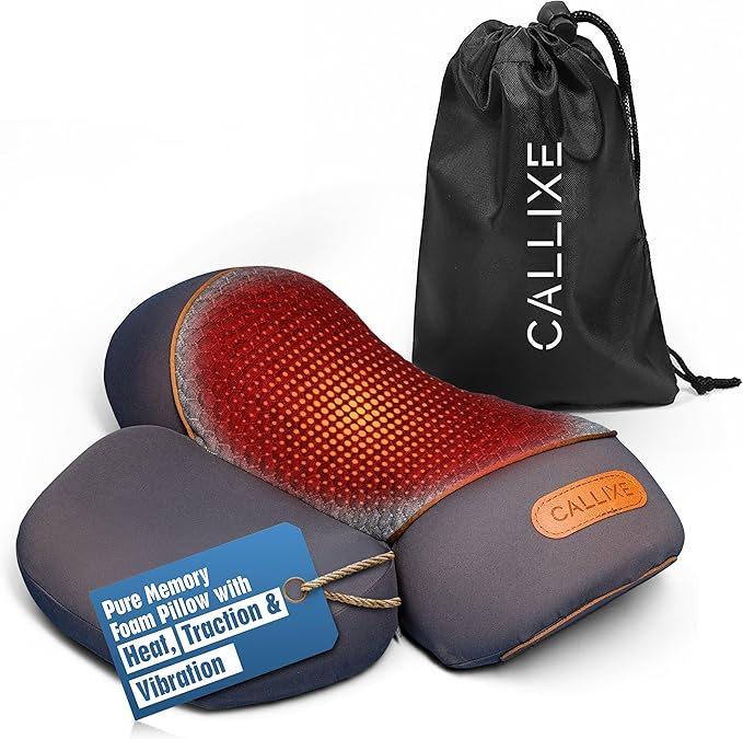 Original TheraPillow – 3-in-1 Neck Massager Pillow with Heat &amp Gentle Traction | Relaxing Neck &amp Shoulder Support with Vibration Massage Wireless Design &amp USB-C Charging