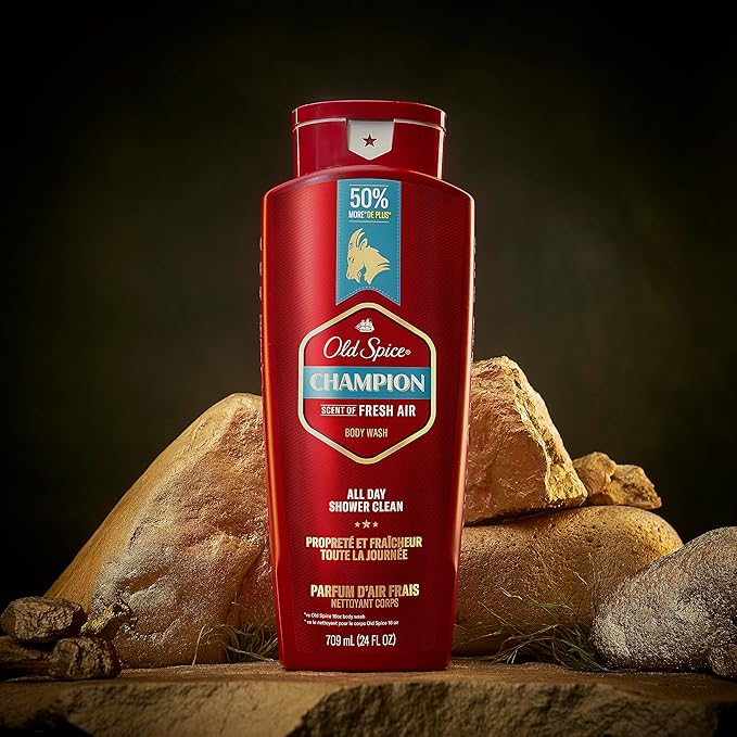 Old Spice Refreshing Body Wash for Men 3X Defense 24/7 Shower Fresh with Long Lasting Scent Red Collection Champion with Fresh Scent 24 oz (Pack of 4)