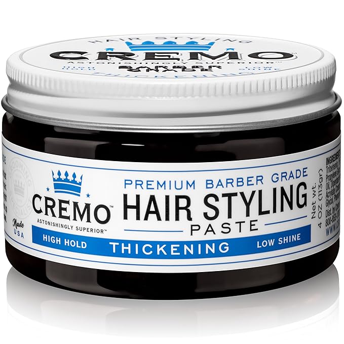 Cremo Premium Barber Grade Hair Styling Thickening Paste High Hold Low Shine 4 Oz &amp Rich-Lathering Italian Bergamot Body Wash for Men Notes of Italian Bergamot Neroli Blossom
