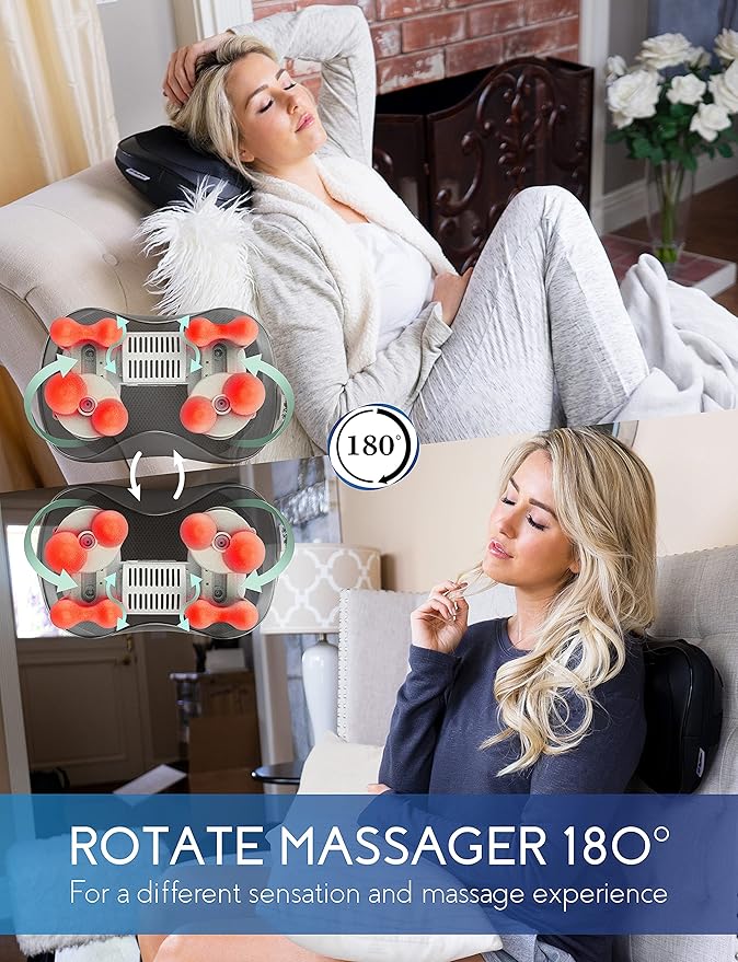 Zyllion ZMA-25 Shiatsu Pillow Massager (Black) and ZMA-34RB Cordless Shiatsu Pillow Massager Bundle (Black)