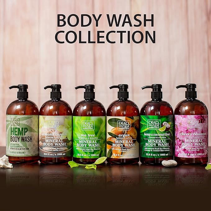 Dead Sea Collection Hemp &amp Coconut Lime Body Wash for Women and Men – with Pure Dead Sea Minerals - Cleanses and Moisturizes Skin - Pack of 2 (67.6 fl. oz)