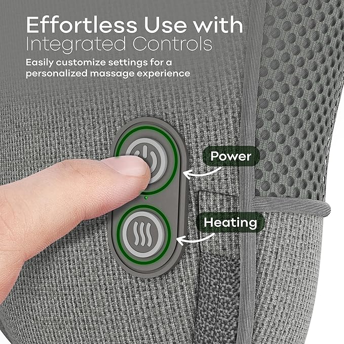 Electric Shiatsu Neck and Back Massager for Pain Relief - Deep Tissue 4D Kneading Massage Pillow for Chairs - Cordless Shoulder &amp Neck Massager w/Heat Function to Relax Muscles - Ideal Gift