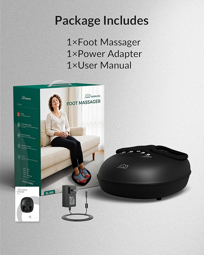 Snailax Shiatsu Foot Massager with Heat Deep Kneading Rolling Compression Feet Massager for Plantar Fasciitis Neuropathy 3 Heating Levels3 Timer Option Fits Size up to 14“ Gifts for MenWomen
