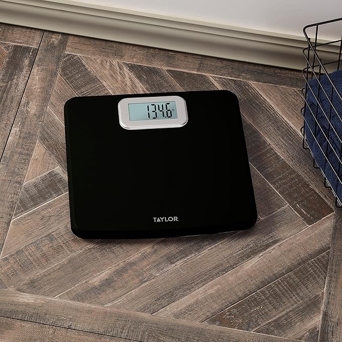 Taylor Digital Bath Scale with Antimicrobial Surface Protection Bathroom Scale for Body Weight 400 lbs. Black